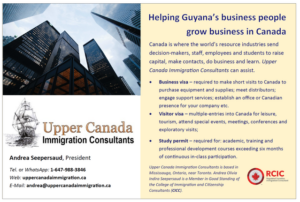 Upper Canada Immigration Invest Guyana ad 2023
